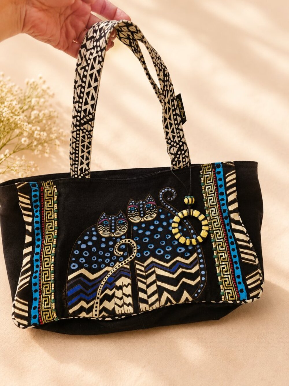 **CUTE & MYSTIC ** Laurel Burch Cat w Charm Purse Tote - Picture 1 of 7